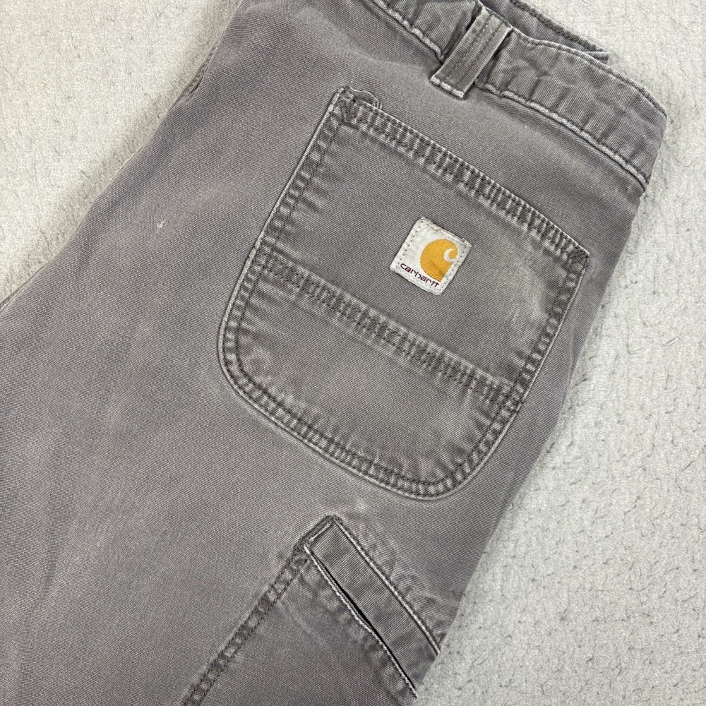 Carhartt Fit Gray Fleece Lined Canvas Utility Work Pants 38x34 Model 103342